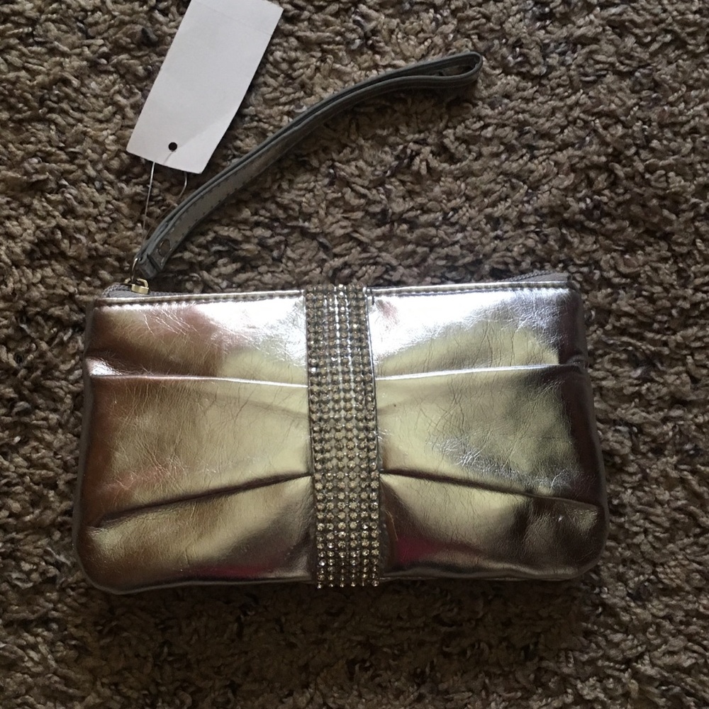 Metallic Silver Wristlet